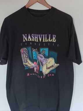 Nashville Tennessee Graphic Tee - Black with Multicolor Print